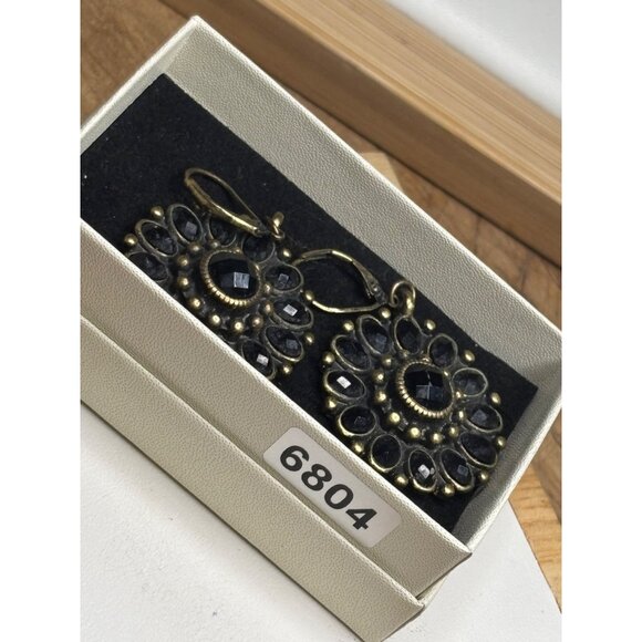 Premier Designs Vintage-Style Bronze & Black Beaded Dangle Earrings With Leverba - Picture 2 of 7